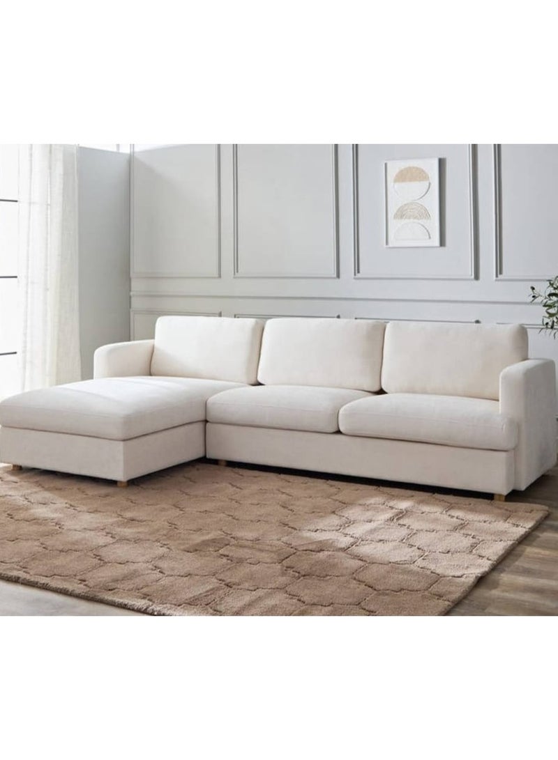 أذر مانيوفاكتشرر كنب زاوية كتان , مقاس 270×170 , العمق 90 سم, لون بيج - Image 1