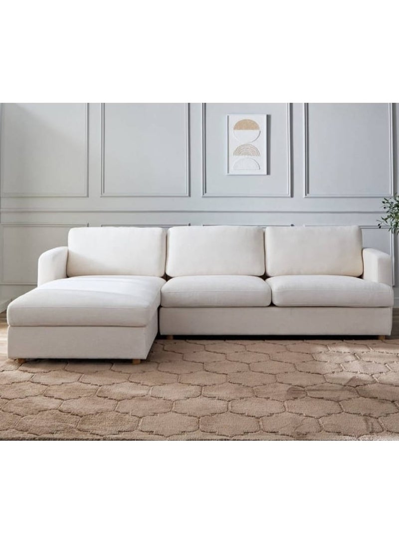 أذر مانيوفاكتشرر كنب زاوية كتان , مقاس 270×170 , العمق 90 سم, لون بيج - Image 2