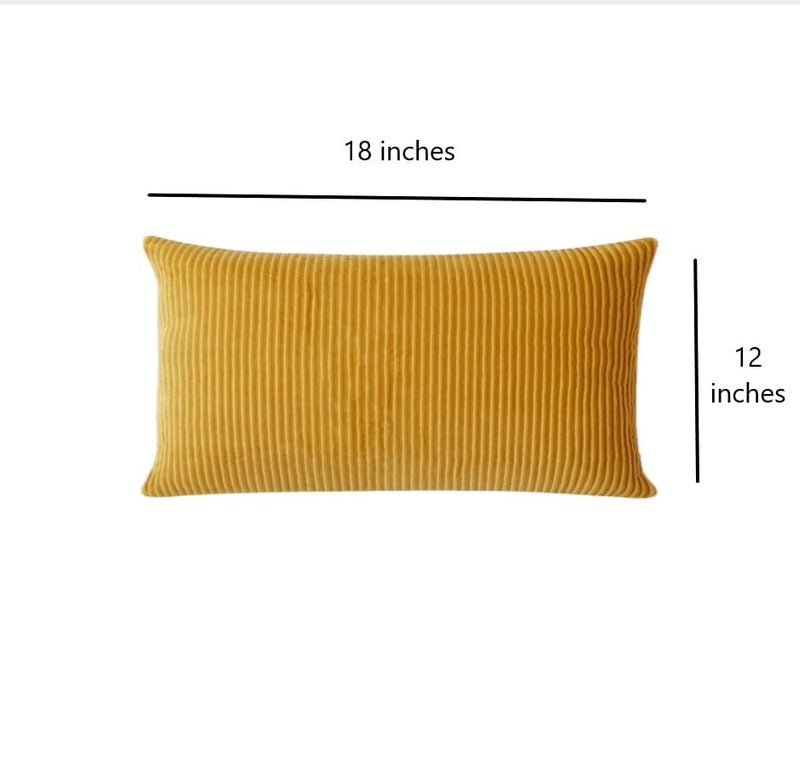 Guffaw Corduroy Rectangular Cushion Covers, Size 12x18, Pack of 2, Multiple Colors (4, Mustard) - Image 2