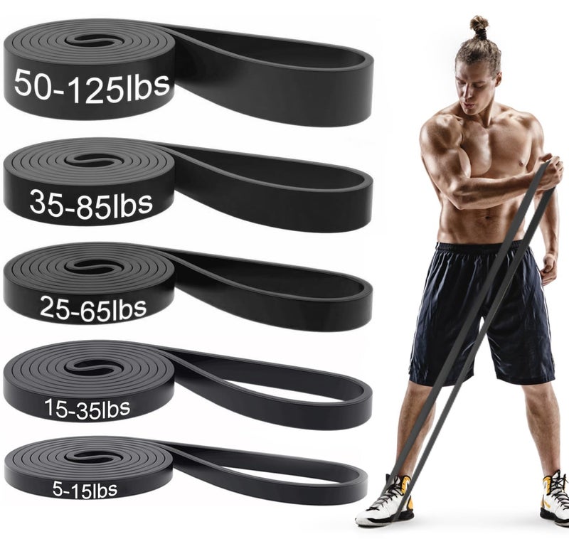 WSAKOUE Pull Up Bands, Resistance Bands, Pull Up Assistance Bands Set for Men & Women, Exercise Workout Bands for Working Out, Body Stretching, Physical Therapy, Muscle Training - Black - Image 1