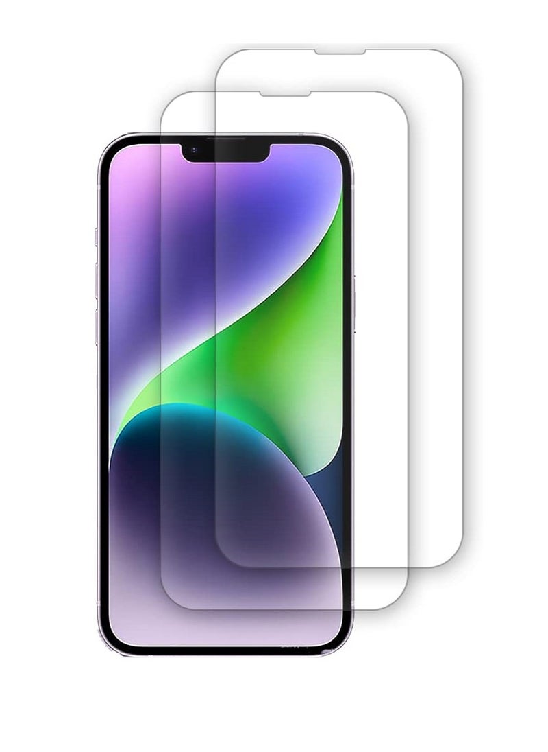 Super 2 Pieces Tempered Glass Screen Protector Clear Designed For iPhone 14 Full Screen Coverage And Bubble Free - Image 1