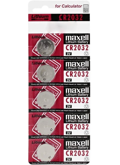 Maxell CR2032 3v Lithium Coin Battery Pack of 5