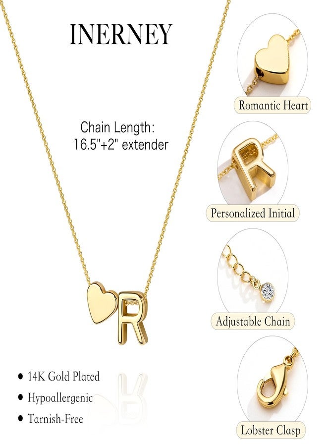 Inerney Gold Heart Initial Necklace for Women, Small, Brass, No Gemstone - Image 5