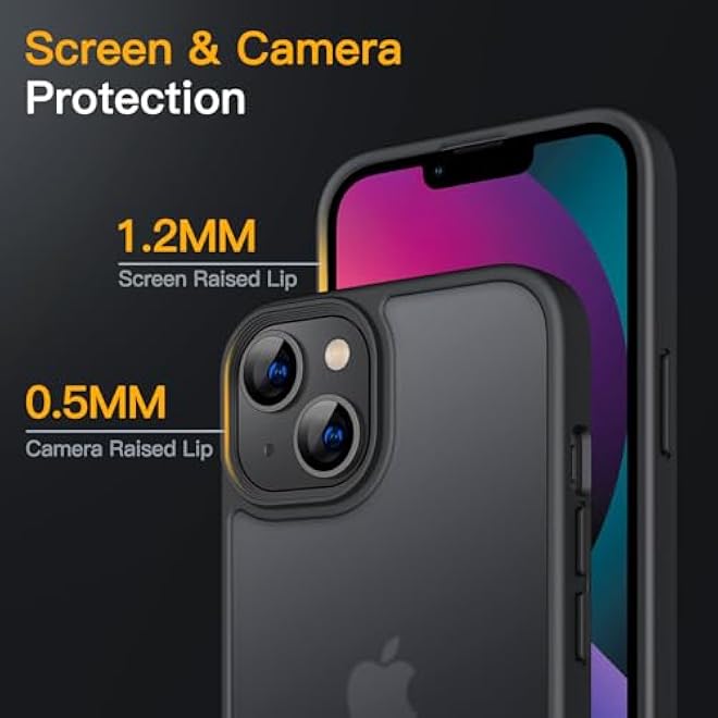JETech Matte Case for iPhone 13 61Inch Shockproof Military Grade Drop Protection Frosted Translucent Back Phone Cover AntiFingerprint Black - Image 5
