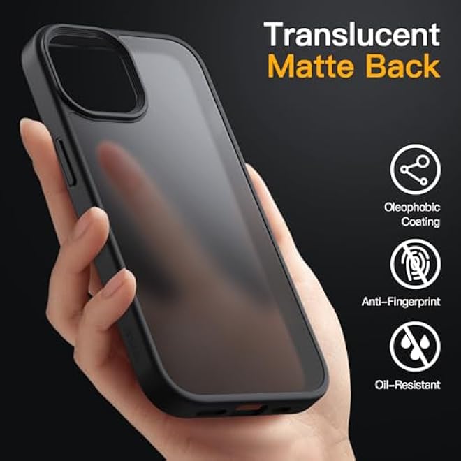 JETech Matte Case for iPhone 13 61Inch Shockproof Military Grade Drop Protection Frosted Translucent Back Phone Cover AntiFingerprint Black - Image 4