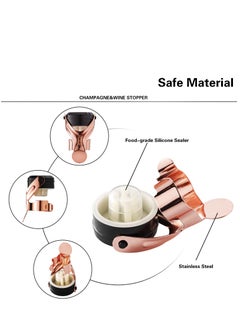 KASTWAVE 2 Pack Rosegold Champagne Wine Bottle Stoppers Stainless Steel with Food Grade Silicone, Leak Proof Keep Fresh Reusable Saver  - Image 4