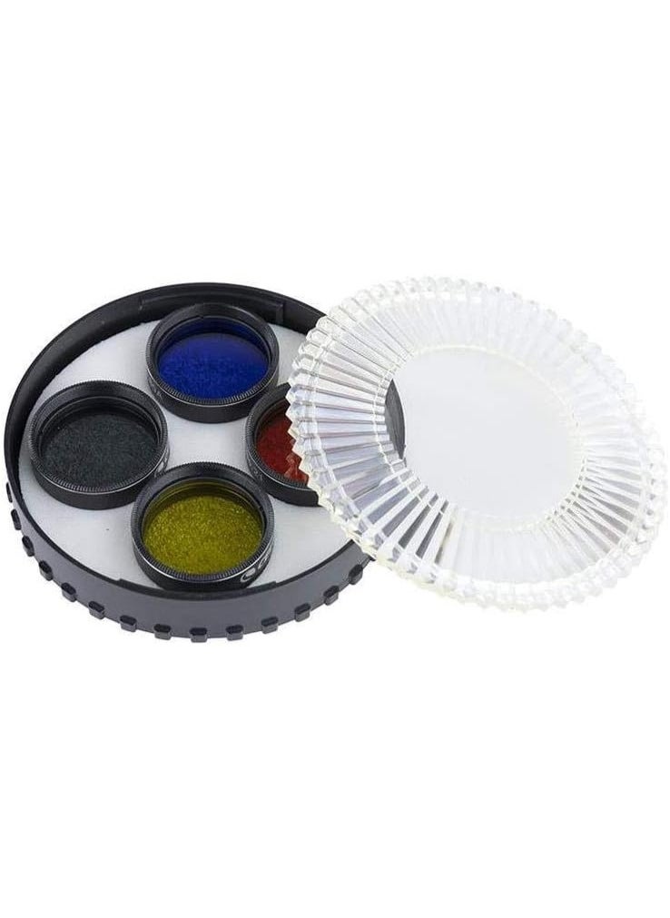 Celestron Celestron 94119-10 Lunar and Planetary Eyepiece Filter Set, 4 Pieces - Includes Deep Yellow (12), Orange (21), Blue (80A) and Neutral Density Polarising Filters for 1.25-inch Eyepieces  - Image 2