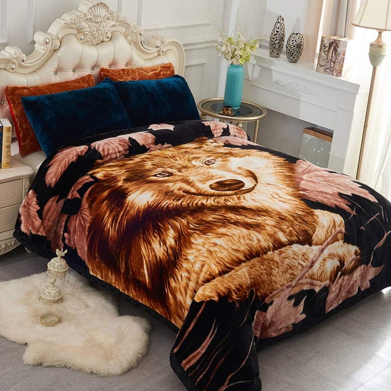 JML Fleece Blanket, Plush Blanket King Size 85" x 93", 10 Pounds Heavy Korean Mink Blanket - Silky Soft and Warm, 2 Ply A&B Printed Raschel Bed Blanket, Wolfs - Image 1