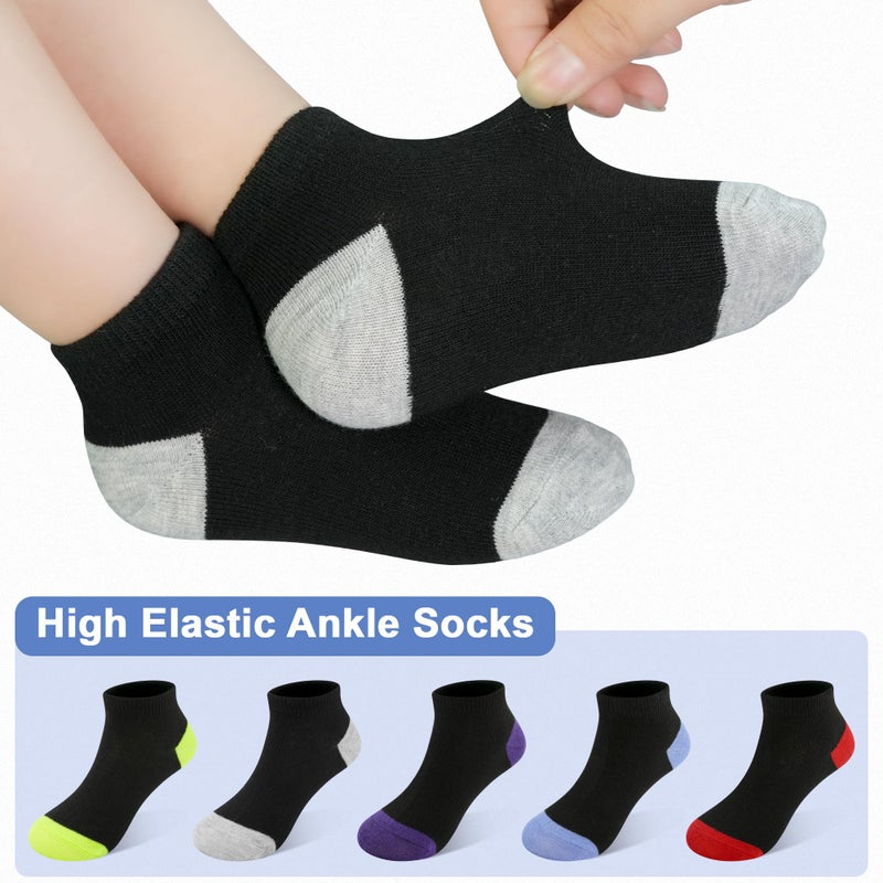 ZERULETS 25 Pairs Kids Socks Boys Sock, Ankle Low Cut Soft Short Socks for Boys Girls Toddler 1-14 Yearsï¼ˆ6-8 Years, Black - Image 5