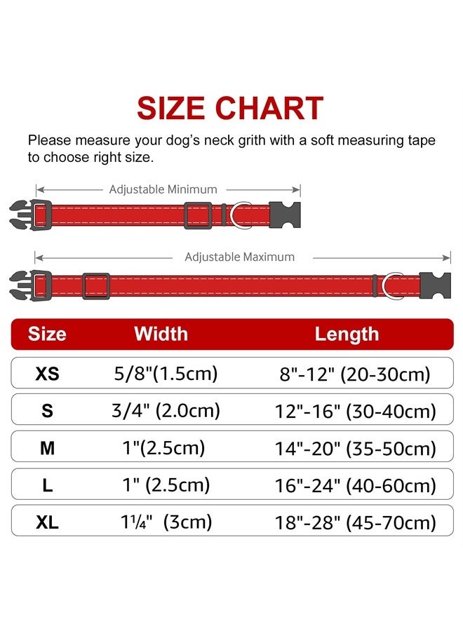 Joytale Reflective Dog Collar,Soft Neoprene Padded Breathable Nylon Pet Collar Adjustable for Medium Dogs,Red,M 