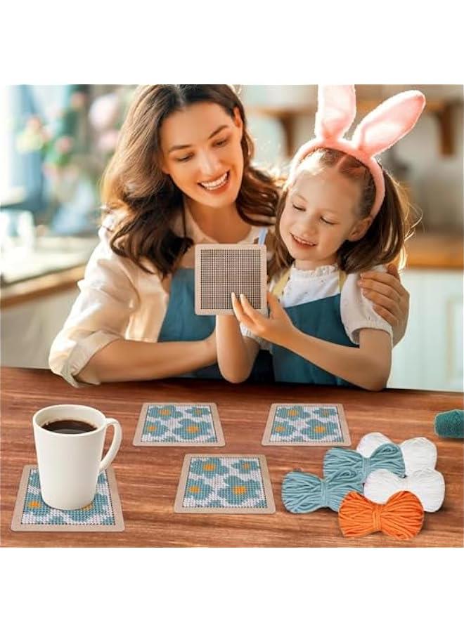 Needle Coaster Set, Embroidery Yarn Kit, Needlepoint Stitching Kit, Needlepoint Coaster, Hand Embroidery Coaster Kit, Coaster Making Kit, Needlepoint Craft Kit - Image 4