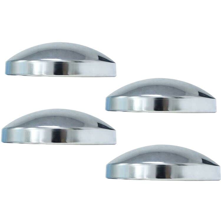 1409KMT Semi Truck Hub Covers - 4 x Chrome Metal 8" Dome Style Hub Caps Dome Semi Truck Rear Wheel Covers - Image 1