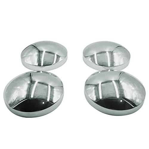 1409KMT Semi Truck Hub Covers - 4 x Chrome Metal 8" Dome Style Hub Caps Dome Semi Truck Rear Wheel Covers - Image 3