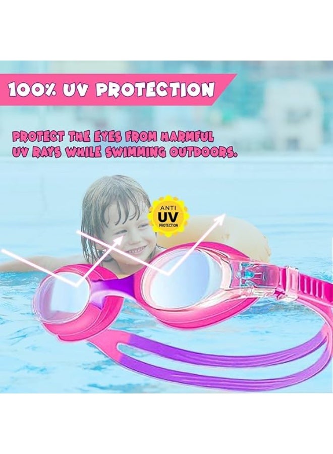 UKR Kids Swim Goggles Leakproof Soft Silicone Adjustable Strap, Nose Clip & Earplugs Swimming Pool Junior Goggles with Case for Ages 6–14 (Pink) - Image 5