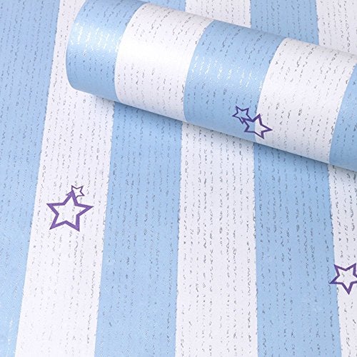 Yifely SimpleLife4U Self-Adhesive Shelf Liner Removable Contact Paper for Covering Old Dresser Drawers, Blue Stripe - Image 1