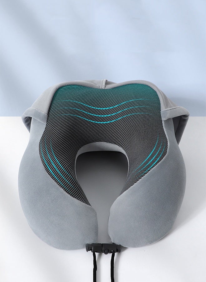 Hooded U-shaped neck pillow for travel and relaxation, complete with storage bag - Image 5