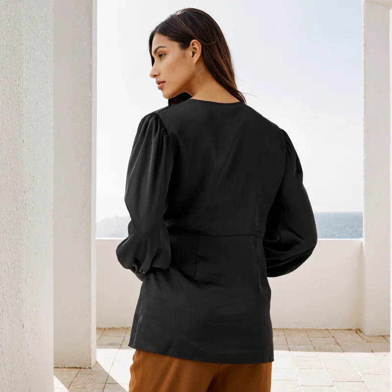 Iconic Iconic Relaxed Fit V-Neck Wrap Top