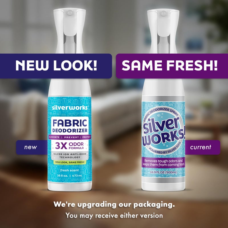 SilverWorks! Fabric Spray Odor Eliminator For Home - Powerful, Natural Silver Ion Deodorizing Technology - Clothes, Furniture And Couch Deodorizer Odor Eliminator And Refresher Spray -16.9oz - Image 1