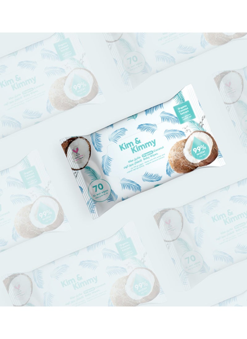 Kim & Kimmy Organic Coconut Water Wipes 70 Wipes - Image 2