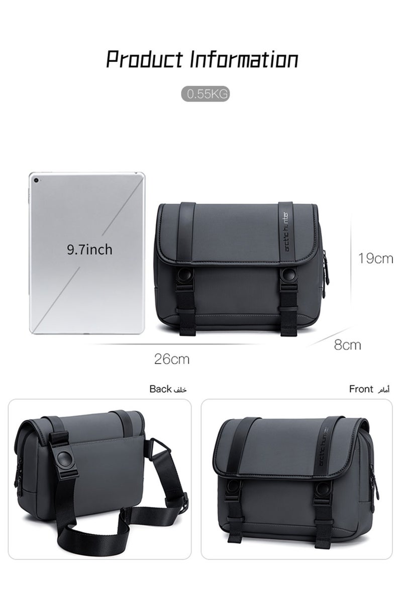 أركتيك هانتر حقيبة كروس بودي للرجال، حقيبة خفيفة الوزن صغيرة للكمبيوتر اللوحي، حقيبة عمل للمكتب، رمادي - Image 3