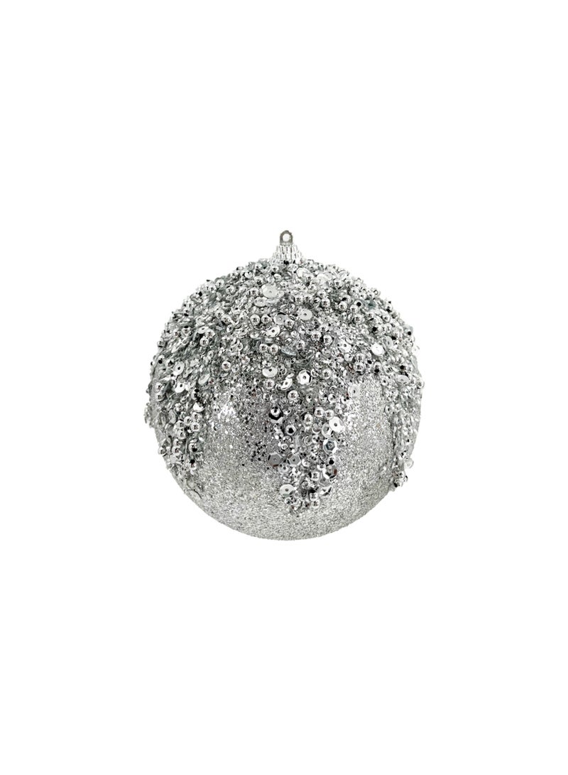 CHRISTMAS MAGIC 2 Pieces Christmas Designer Baubles Silver 12cm Box - Image 1