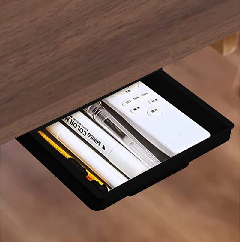 QARA [16 x 40 inches Solid Wooden Wall Mounted Folding Table| Wall Mount Table with Drawer | Foldable Table with Round Corner| Study Table for Home & Office|Dark Oak - Image 2