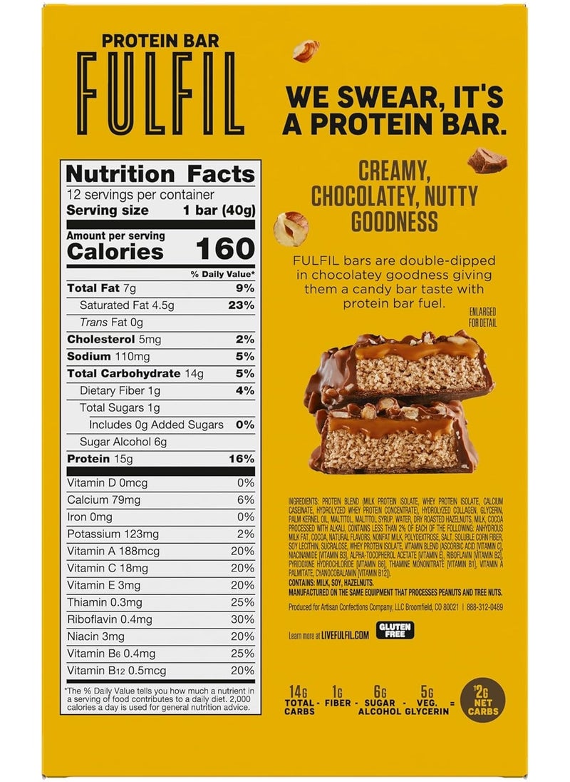 Fulfil Protein Bars FULFIL Chocolate Hazelnut 12 Bars, Each 40g  - Image 3
