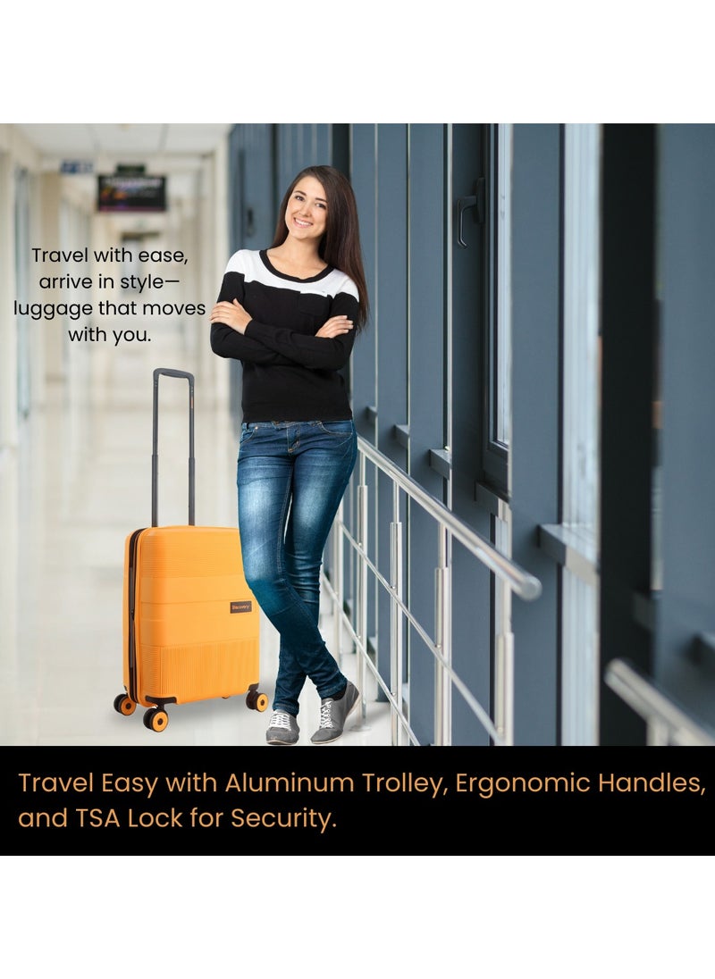 Discovery - Discovery Trails Check-In Large PP Hardside Luggage Orange, Durable Expandable Unbreakable Double Zip Lightweight Travel Bag 4 Double Wheel TSA Lock 30 Inch Suitcase Trolley Bag. - Image 1