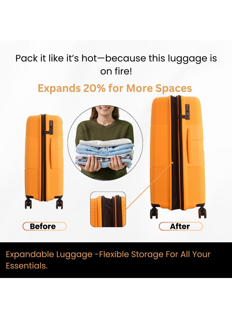 Discovery - Discovery Trails Check-In Large PP Hardside Luggage Orange, Durable Expandable Unbreakable Double Zip Lightweight Travel Bag 4 Double Wheel TSA Lock 30 Inch Suitcase Trolley Bag. - Image 1