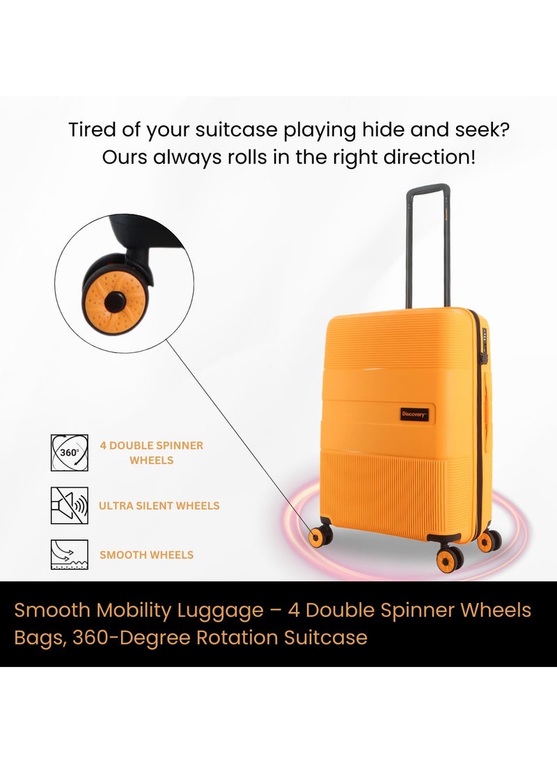 Discovery - Discovery Trails Check-In Large PP Hardside Luggage Orange, Durable Expandable Unbreakable Double Zip Lightweight Travel Bag 4 Double Wheel TSA Lock 30 Inch Suitcase Trolley Bag. - Image 1