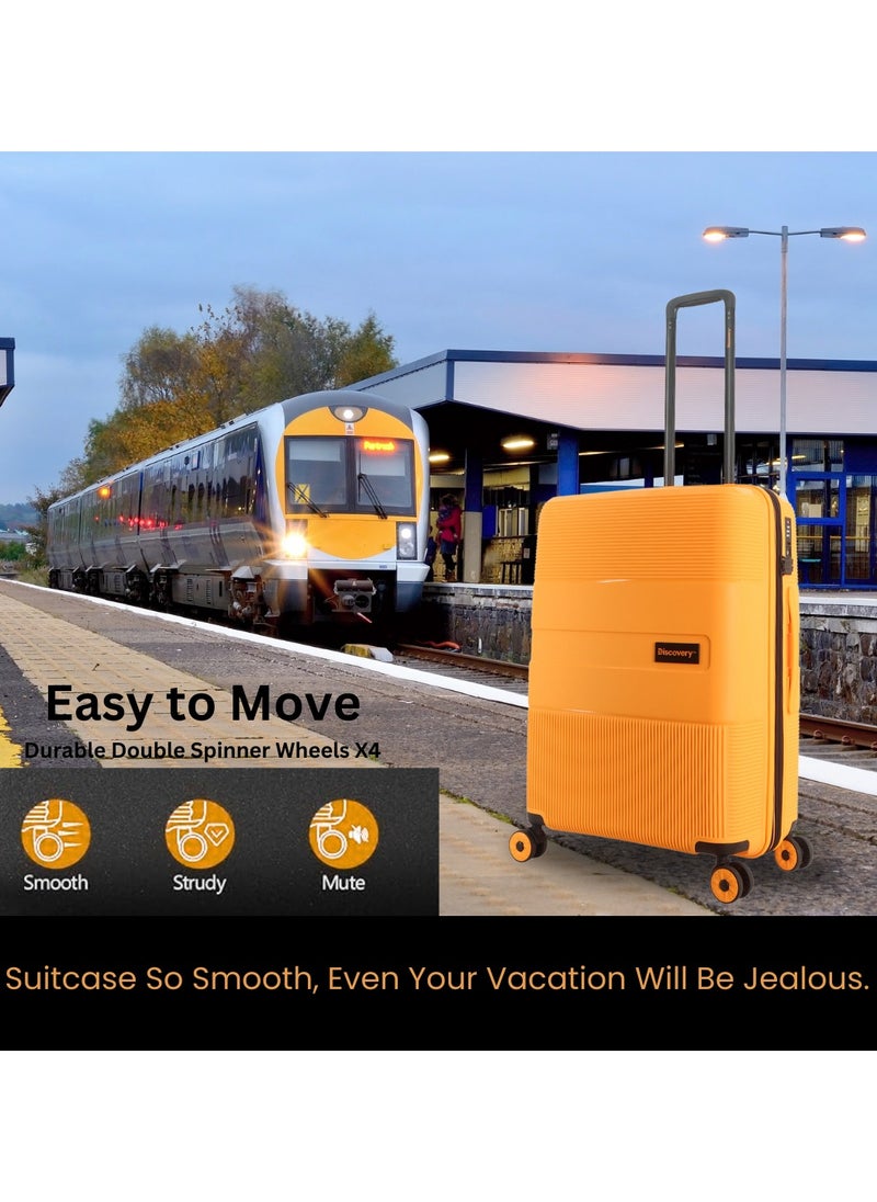 Discovery - Discovery Trails Check-In Large PP Hardside Luggage Orange, Durable Expandable Unbreakable Double Zip Lightweight Travel Bag 4 Double Wheel TSA Lock 30 Inch Suitcase Trolley Bag. - Image 1