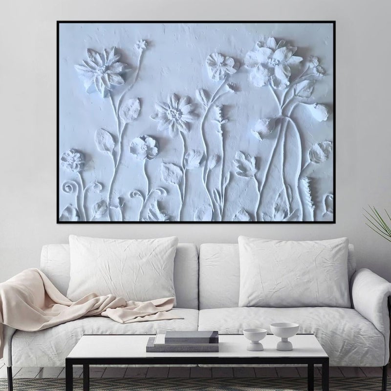 ماركتنا لوحة جداربة قماشية مطبوعة بتصميم اللوحة الجبسية مع برواز مجوف مقاس (70×50) قطعة واحدة - Image 3