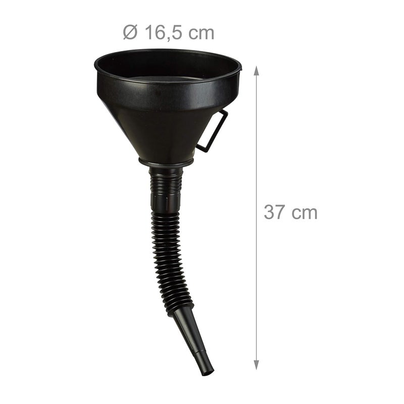 Relaxdays 10032592 Funnel Set, 5 Sizes, Universal Funnel with Hose and Strainer, Oil Funnel and Kitchen Funnel, Black - Image 4