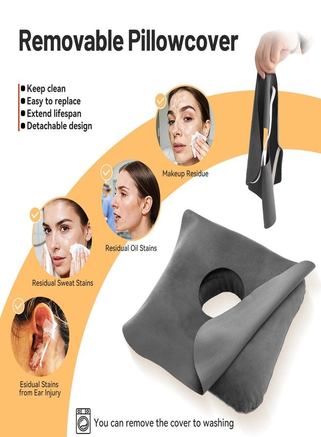 AmazeCov Ear Piercing Pillow for Side Sleepers with Ear Inflammation & Pressure, Soft Velvet Adjustable Ear Guard Pillow with Removable & Washable Cover (Dark Gray, Pillow & Cover) - Image 4