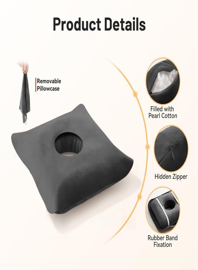 AmazeCov Ear Piercing Pillow for Side Sleepers with Ear Inflammation & Pressure, Soft Velvet Adjustable Ear Guard Pillow with Removable & Washable Cover (Dark Gray, Pillow & Cover) - Image 3