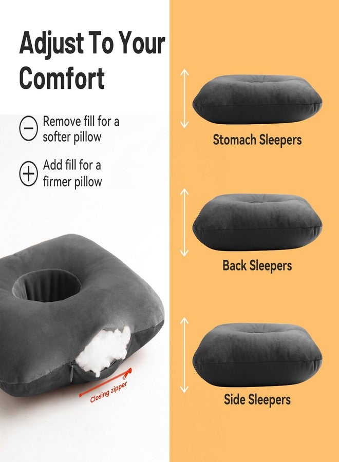 AmazeCov Ear Piercing Pillow for Side Sleepers with Ear Inflammation & Pressure, Soft Velvet Adjustable Ear Guard Pillow with Removable & Washable Cover (Dark Gray, Pillow & Cover) - Image 5