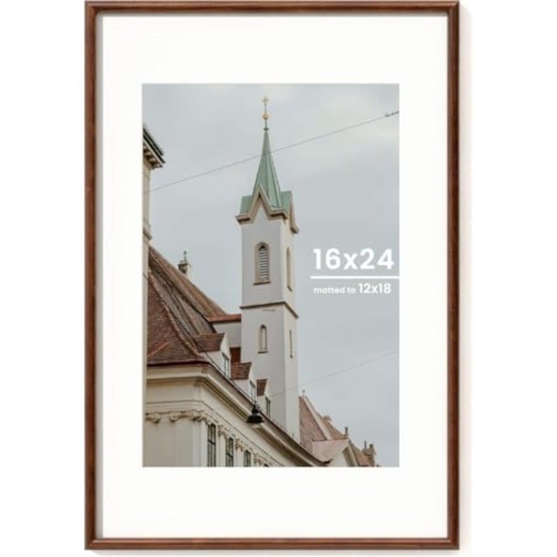 ®40 * 60cm inch Oak Wood Picture Frames Walnut Color Poster Frame for Wall Art Decor, Poster Photo Wooden Frames, Hang Horizontal and Vertical 40 * 60 cm Art Picture 16''W * 24'H - Image 1