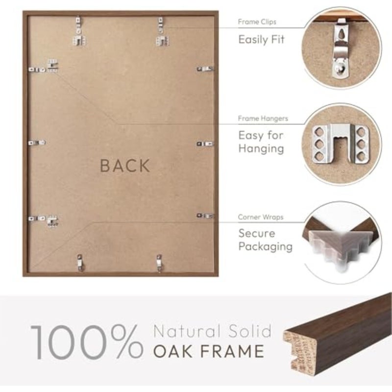 ®40 * 60cm inch Oak Wood Picture Frames Walnut Color Poster Frame for Wall Art Decor, Poster Photo Wooden Frames, Hang Horizontal and Vertical 40 * 60 cm Art Picture 16''W * 24'H - Image 3