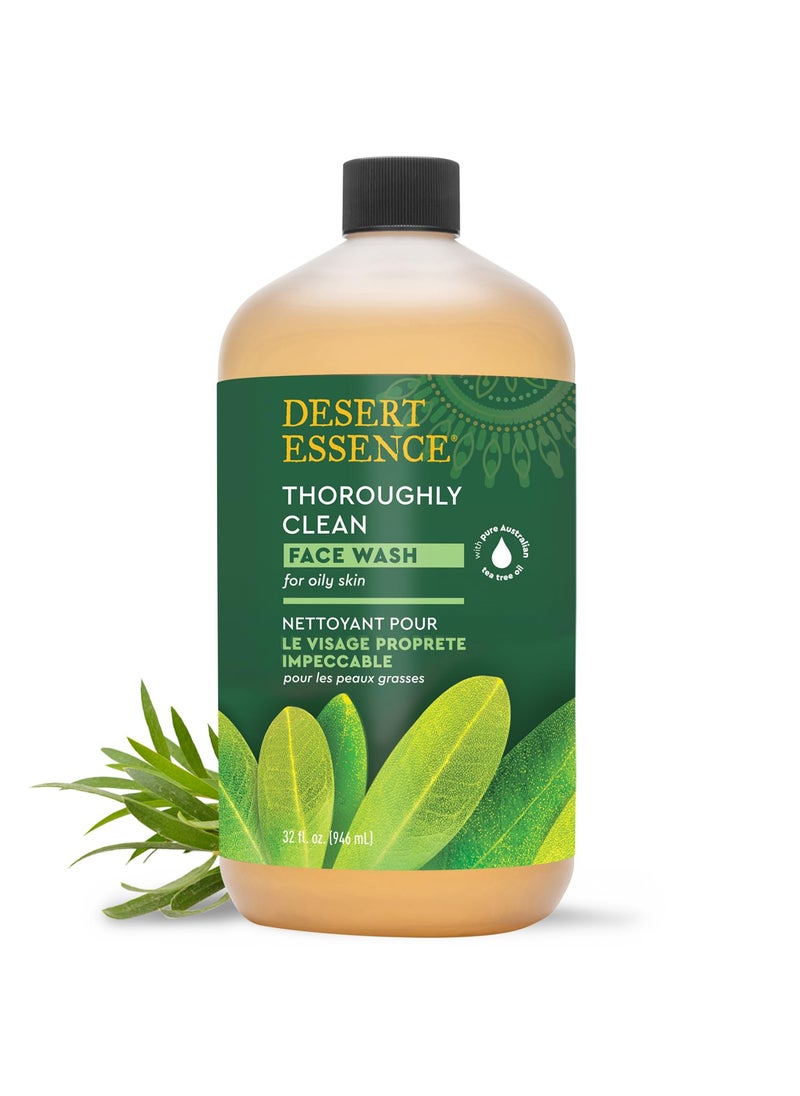 DESERT ESSENCE - Desert Essence Thoroughly Clean Face Wash with Tea Tree Oil, Castile Soap and Coconut Oil - Organic Facial Cleanser for Sensitive and Oily Skin, Vegan & Cruelty-Free, 32 fl oz - Image 1