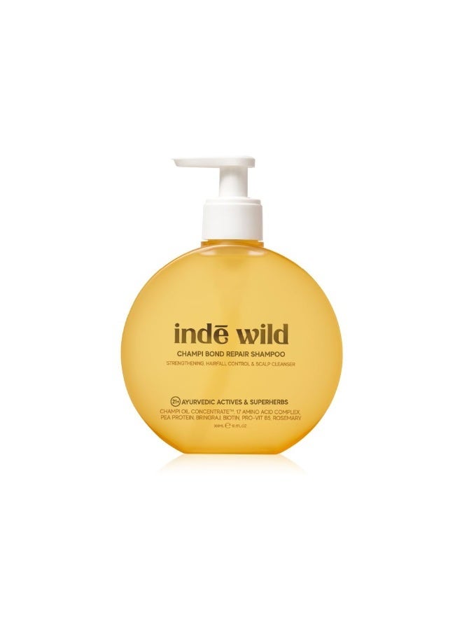 indē wild Champi Bond Repair Shampoo | 17 Amino Acid Complex™, Pea Protein, Pro-Vitamin B5 | Bhringraj, Coconut Oil, Amla Extract | Strengthening, Hairfall Control & Scalp Cleanser | 300ml - Image 1
