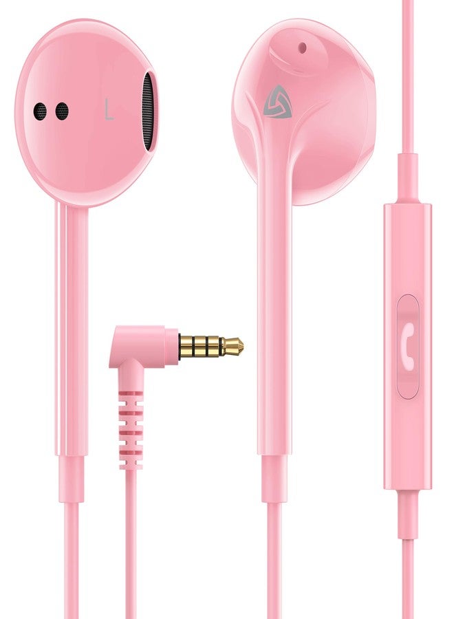 LUDOS Zenith Earphones, 2-Year Warranty, Wired In-Ear Earphones, Headphones with Microphone, Compatible with Samsung, Huawei, iPhone, MP3 Players and Tablets - Pink - Image 1