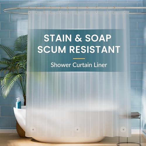 Titanker Plastic Shower Curtain Liner 72 x 72 Frosted Shower Liner Waterproof Lightweight Cute Shower Curtains for Bathroom with Magnets and Rustproof Grommets