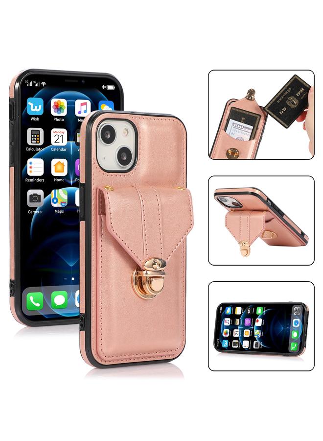 Zaboon Case For iPhone 13 Fashion Buckle Protective Case with Holder & Card Slot & Wallet & Lanyard - Image 1