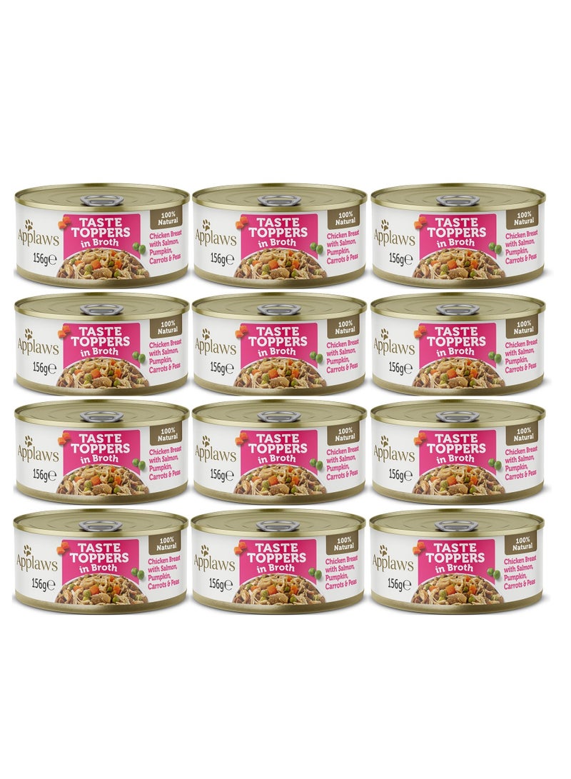 Applaws 12Pc Taste Topper Broth Chicken With Salmon Mix With Dry Food For Dogs 156g - Image 1