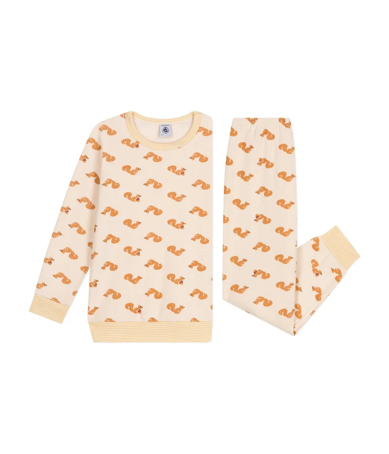 Petit Bateau Children's squirrel print brushed terry towelling pyjamas