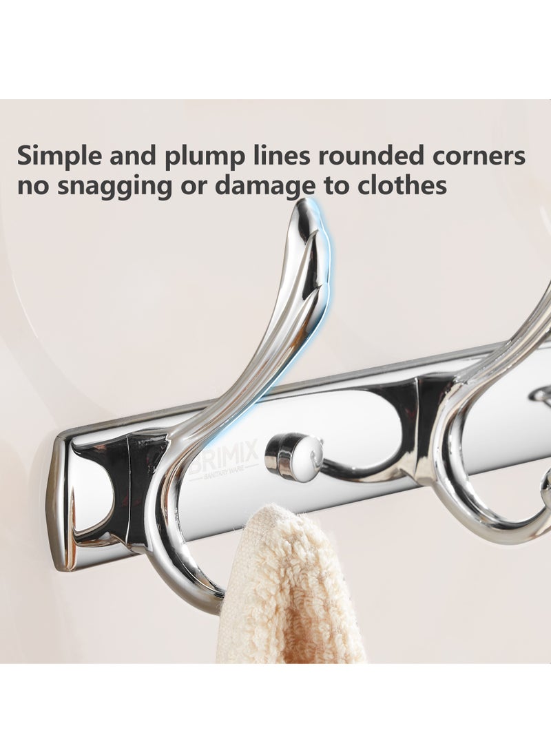 BRIMIX BRIMIX Wall Mount Coat Hooks Heavy Duty Stainless Steel Hooks for Hanging Towel Hat Robe Cloth Organizer for Bathroom Kitchen Living Room Bedroom Door Hook (5 Hooks)  - Image 3
