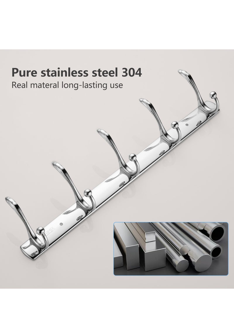 BRIMIX BRIMIX Wall Mount Coat Hooks Heavy Duty Stainless Steel Hooks for Hanging Towel Hat Robe Cloth Organizer for Bathroom Kitchen Living Room Bedroom Door Hook (5 Hooks)  - Image 5