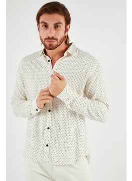 THE KOOPLES Men Relaxed Fit Long Sleeve All Over Print Casual Shirt, Cream  - Image 2