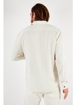 THE KOOPLES Men Relaxed Fit Long Sleeve All Over Print Casual Shirt, Cream  - Image 4