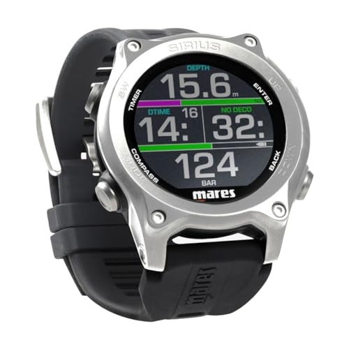 Mares Sirius Watch-Style Wrist Dive Computer for Recreational Divers | Underwater, Snorkeling/Scuba Diving Accessory, Black/Silver - Image 1